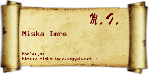 Miska Imre névjegykártya